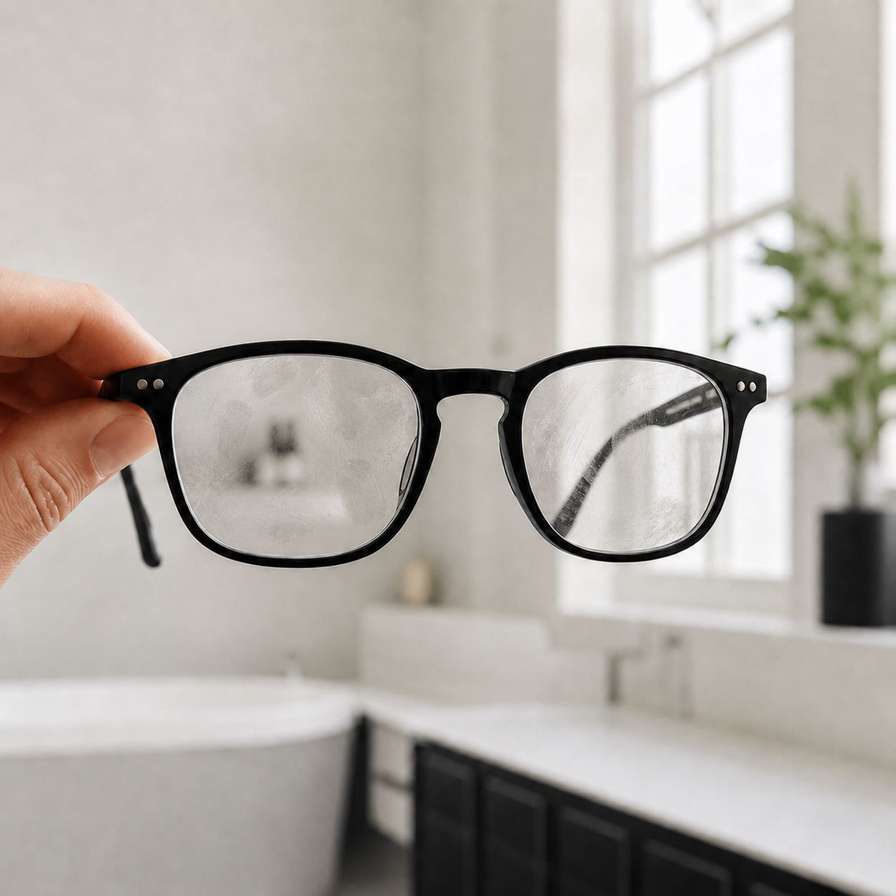 Verschmierte Brille